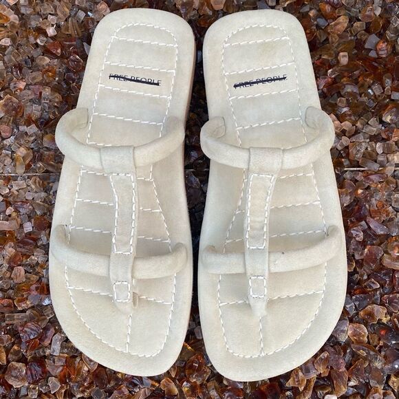 NIB New Free People Silver/Light Gray Hadden Leather Slip On Sandal Size 9 Boho - Picture 7 of 12